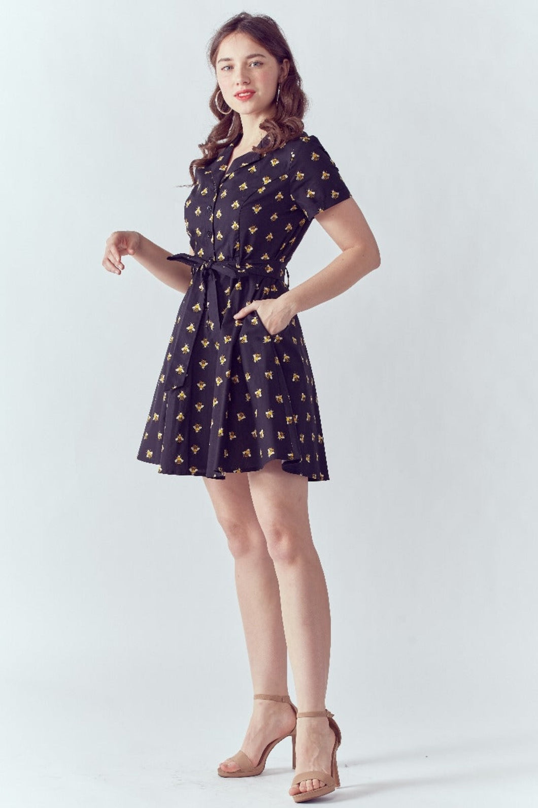 EVA ROSE- BLACK BEE SHIRT DRESS