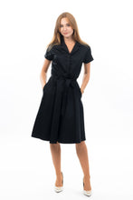 Load image into Gallery viewer, EVA ROSE- SHIRT DRESS SOLID BLACK OR RED
