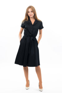 EVA ROSE- SHIRT DRESS SOLID BLACK OR RED