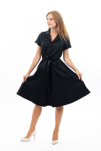 EVA ROSE- SHIRT DRESS SOLID BLACK OR RED