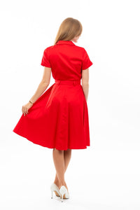 EVA ROSE- SHIRT DRESS SOLID BLACK OR RED