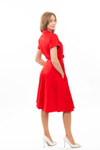 EVA ROSE- SHIRT DRESS SOLID BLACK OR RED