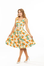 Load image into Gallery viewer, EVA ROSE- V-NECK ORANGE PRINT DRESS

