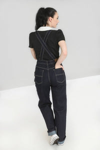 HELL BUNNY- DENIM OVERALLS BLACK OR DARK BLUE