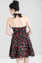 Load image into Gallery viewer, HELL BUNNY- CHERRY PRINT HALTER DRESS
