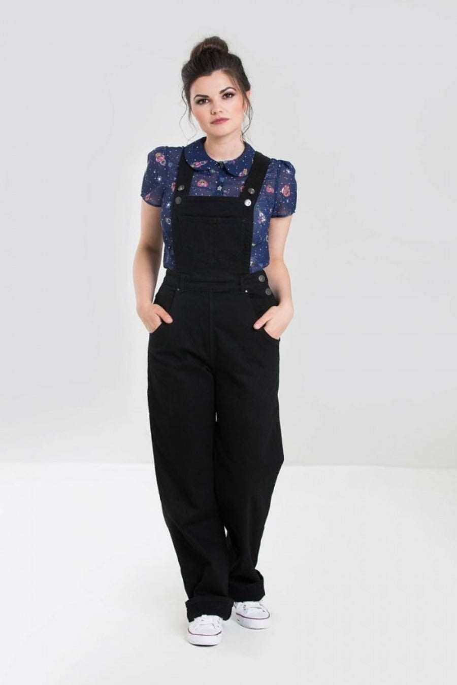 HELL BUNNY- DENIM OVERALLS BLACK OR DARK BLUE – HepKat Clothing