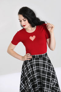 HELL BUNNY- HEART KNIT TOP BLACK OR RED