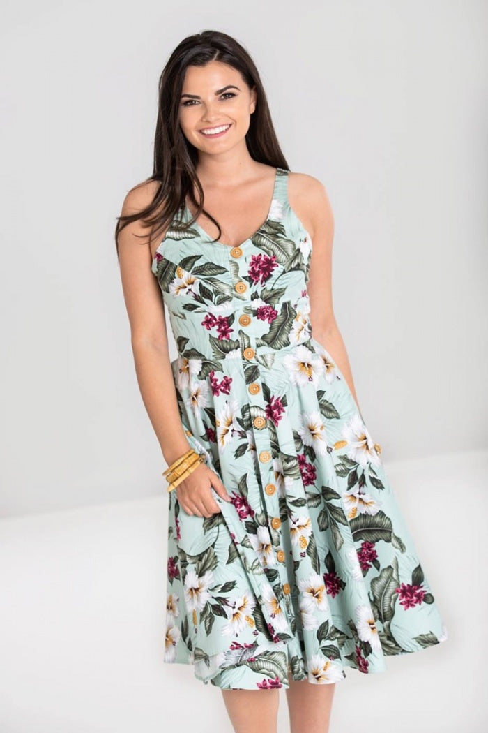 HELL BUNNY- HIBISCUS FLORAL DRESS