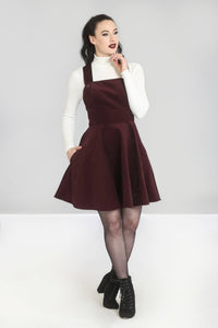 HELL BUNNY- PINAFORE DRESS BLACK OR WINE