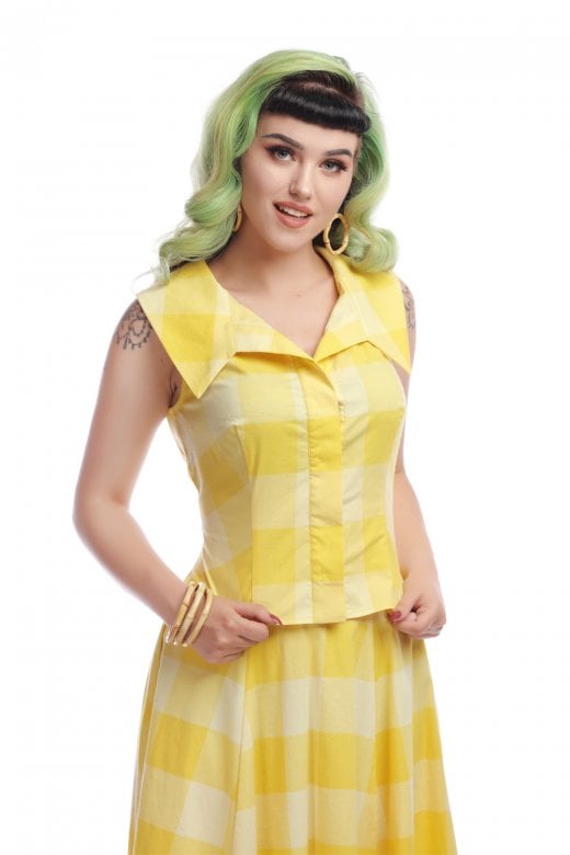 FINAL SALE COLLECTIF- YELLOW SUN CHECK TOP