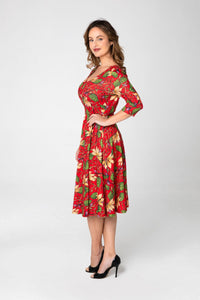 MISS LULO- LOTUS PRINT KNIT DRESS