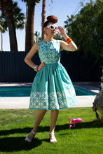 Load image into Gallery viewer, FINAL SALE OBLONG BOX- BLOCK DRESS IN TURQ AND ORANGE
