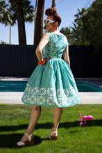 Load image into Gallery viewer, FINAL SALE OBLONG BOX- BLOCK DRESS IN TURQ AND ORANGE
