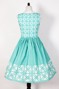 FINAL SALE OBLONG BOX- BLOCK DRESS IN TURQ AND ORANGE