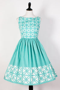 FINAL SALE OBLONG BOX- BLOCK DRESS IN TURQ AND ORANGE