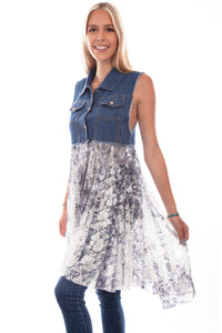 SCULLY- DENIM VEST WITH LACE BOTTOM