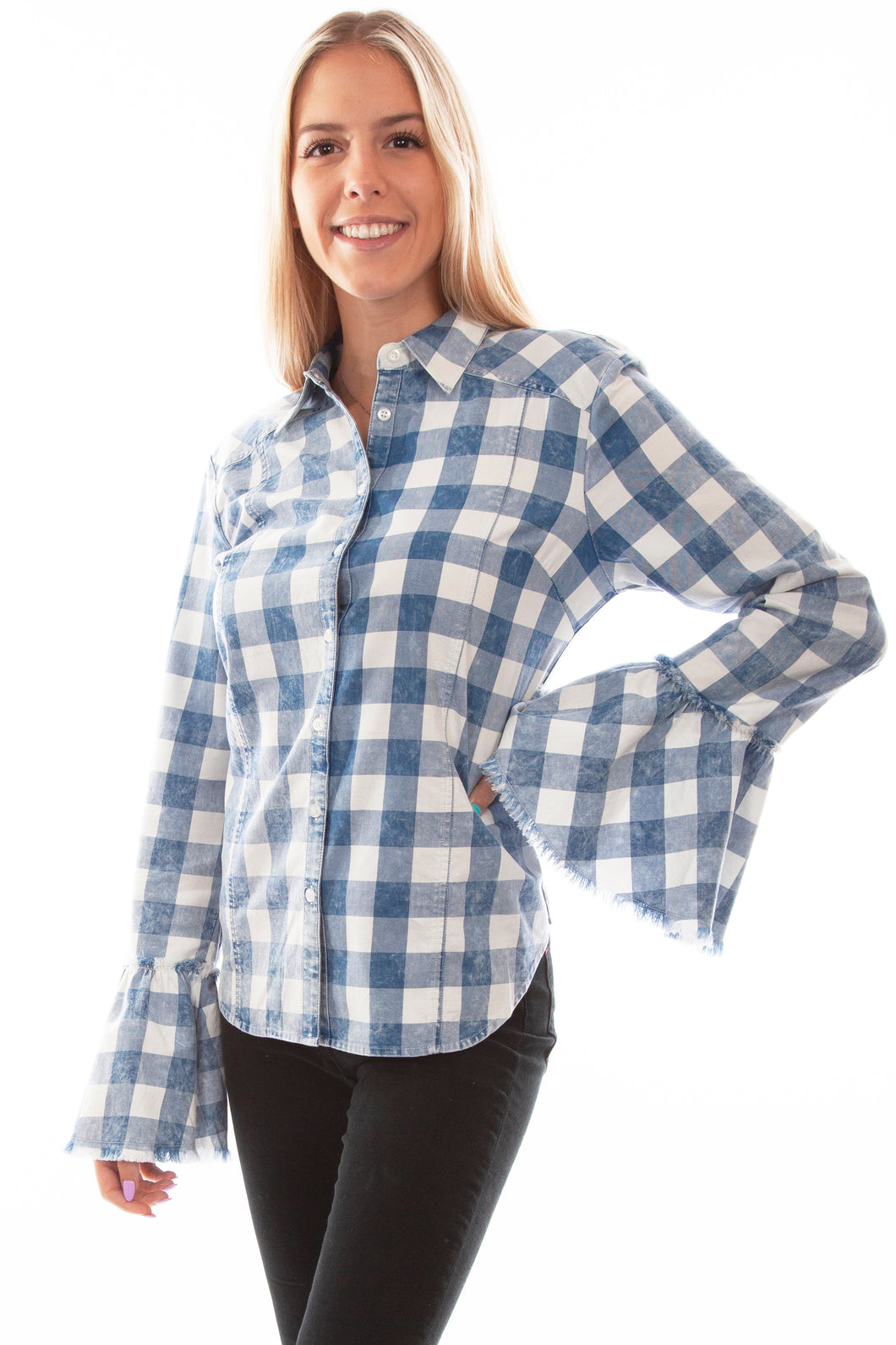 SCULLY- PLAID BELL SLEEVE BLOUSE