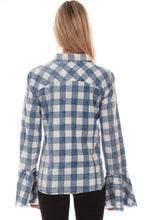 Load image into Gallery viewer, SCULLY- PLAID BELL SLEEVE BLOUSE
