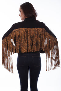 SCULLY- LEOPARD FRINGE BLACK CROP DENIM