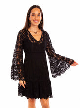 Load image into Gallery viewer, SCULLY- LONG SLEEVE LACE DRESS BLACK OR IVORY
