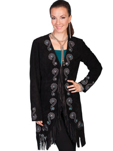SCULLY- SUEDE FRINGE COAT BLACK OR BROWN