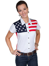 Load image into Gallery viewer, FINAL SALE SCULLY- SHORT SLEEVE PATRIOT FLAG SHIRT
