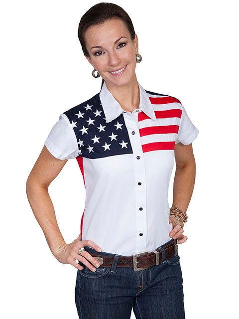 FINAL SALE SCULLY- SHORT SLEEVE PATRIOT FLAG SHIRT