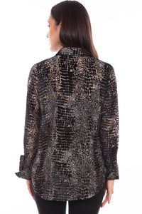 SCULLY- VELVET ANIMAL PRINT BLOUSE