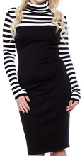 Load image into Gallery viewer, FINAL SALE SMAK PARLOUR- STRIPED TURTLE NECK MOCK DRESS
