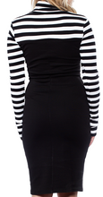 Load image into Gallery viewer, FINAL SALE SMAK PARLOUR- STRIPED TURTLE NECK MOCK DRESS
