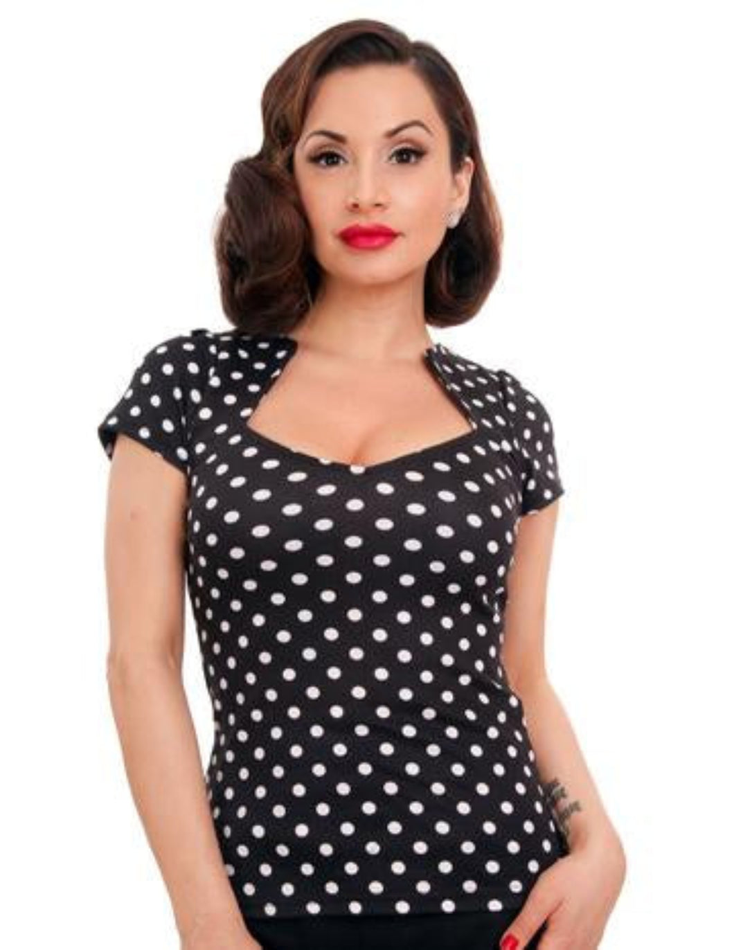 FINAL SALE STEADY- SOPHIA POLKA DOT TOP BLACK