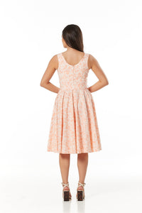 TIMELESS- PASTEL PEACH FLORAL DRESS