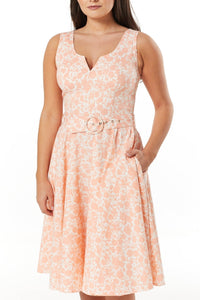 TIMELESS- PASTEL PEACH FLORAL DRESS