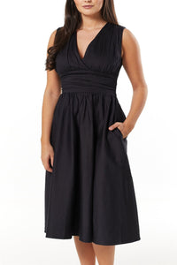 TIMELESS- DEEP V-NECK BLACK OR RED DRESS