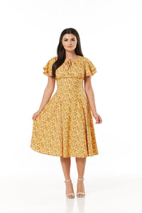 TIMELESS- 40'S STYLE GOLDEN YELLOW FLORAL