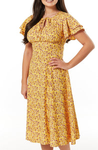 TIMELESS- 40'S STYLE GOLDEN YELLOW FLORAL