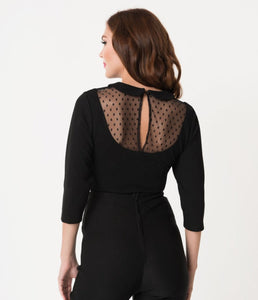 UNIQUE VINTAGE- BLACK MESH TOP