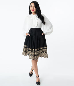 FINAL SALE UNIQUE VINTAGE- GOLD BORDER SKIRT
