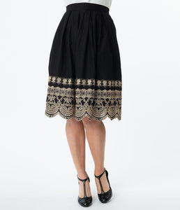 FINAL SALE UNIQUE VINTAGE- GOLD BORDER SKIRT