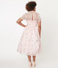 Load image into Gallery viewer, FINAL SALE UNIQUE VINTAGE- EMBROIDERED PINK ORGANZA DRESS
