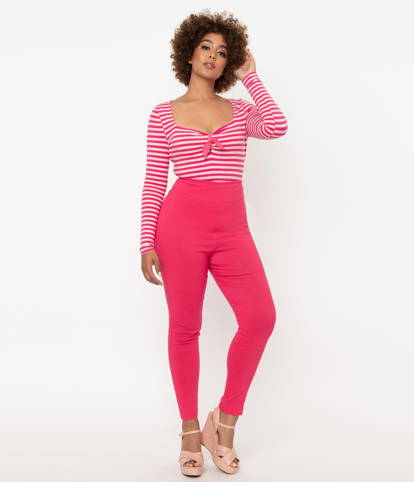 UNIQUE VINTAGE- HOT PINK CIGARETTE PANT