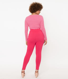 FINAL SALE UNIQUE VINTAGE- HOT PINK CIGARETTE PANT