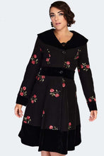 Load image into Gallery viewer, VOODOO VIXEN- BLACK AND FLORAL SWING COAT
