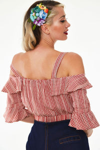 FINAL SALE VOODOO VIXEN- RED GINGHAM CROP TOP