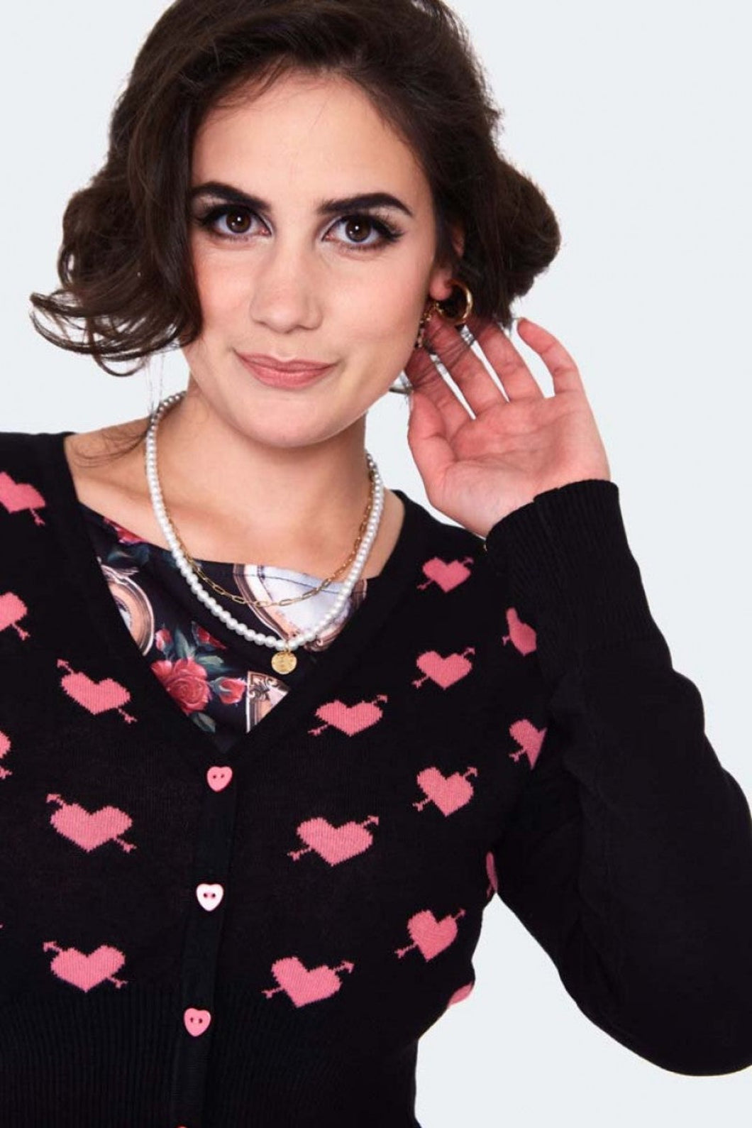 VOODOO VIXEN- PINK HEART ARROW CARDIGAN