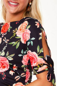 FINAL SALE VOODOO VIXEN- FLORAL SPLIT SLEEVE TOP