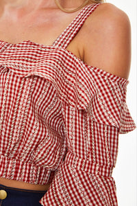 FINAL SALE VOODOO VIXEN- RED GINGHAM CROP TOP