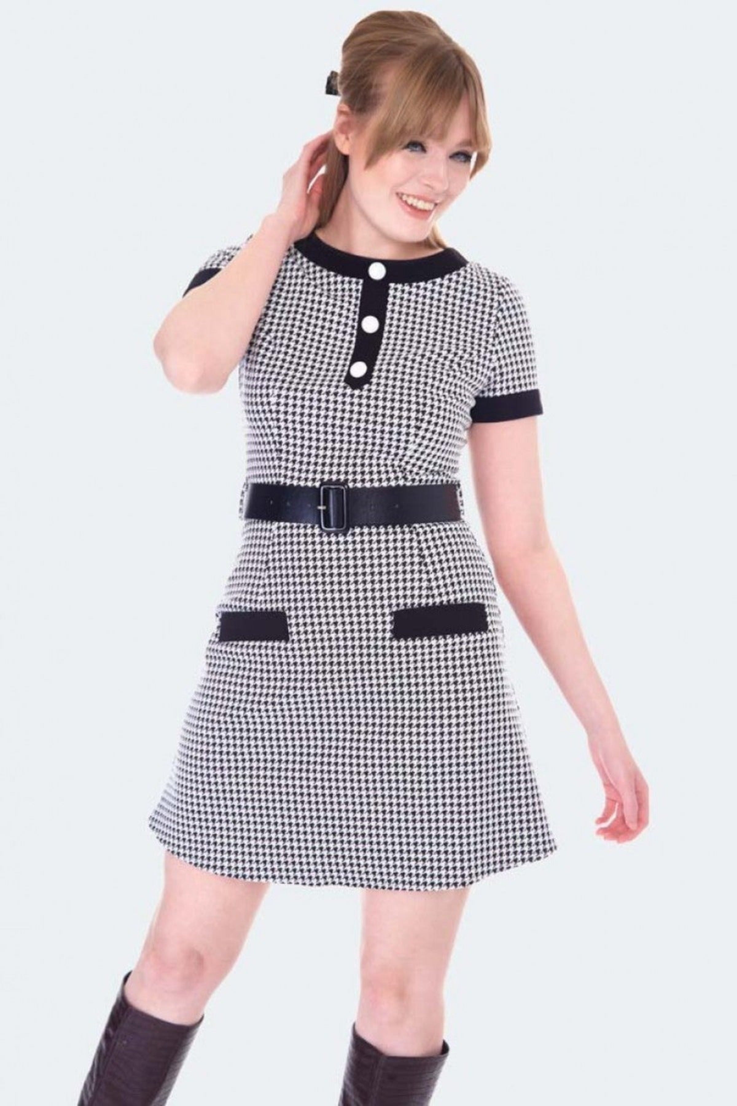 VOODOO VIXEN- HOUNDSTOOTH MINI DRESS – HepKat Clothing
