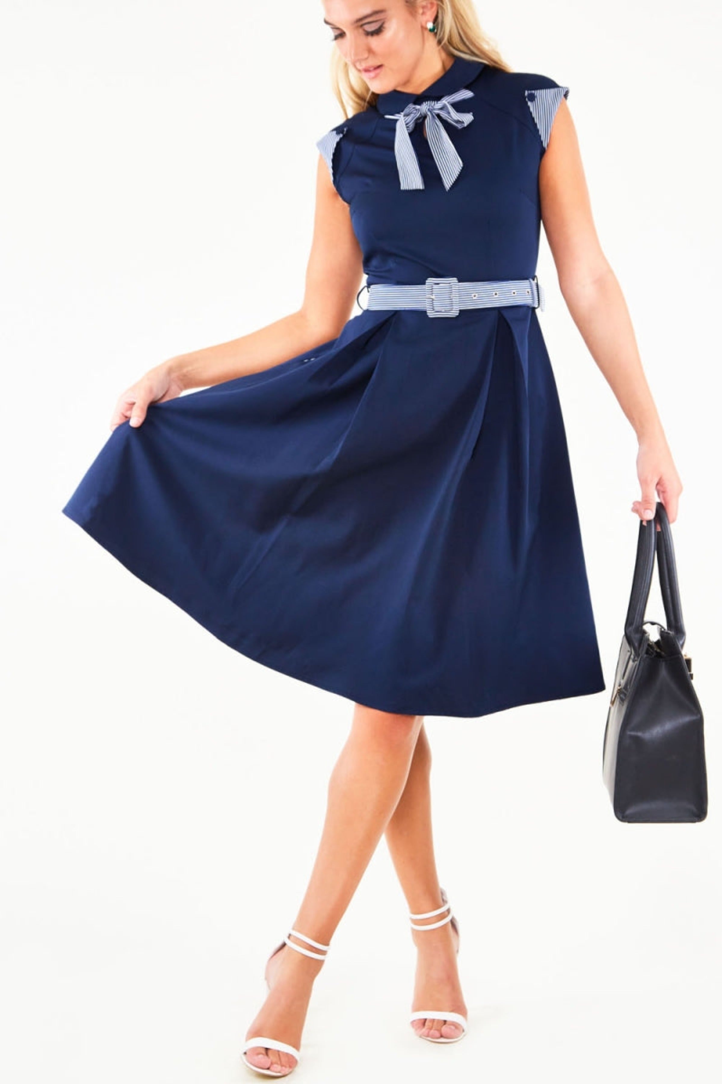 Navy blue pin up dress outlet