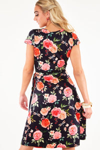 VOODOO VIXEN- ROSE FLORAL WRAP DRESS